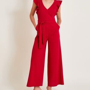 Fun red romper with flare pant legs